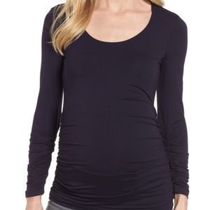 Isabella Oliver Scoop Neck Maternity Tee Black